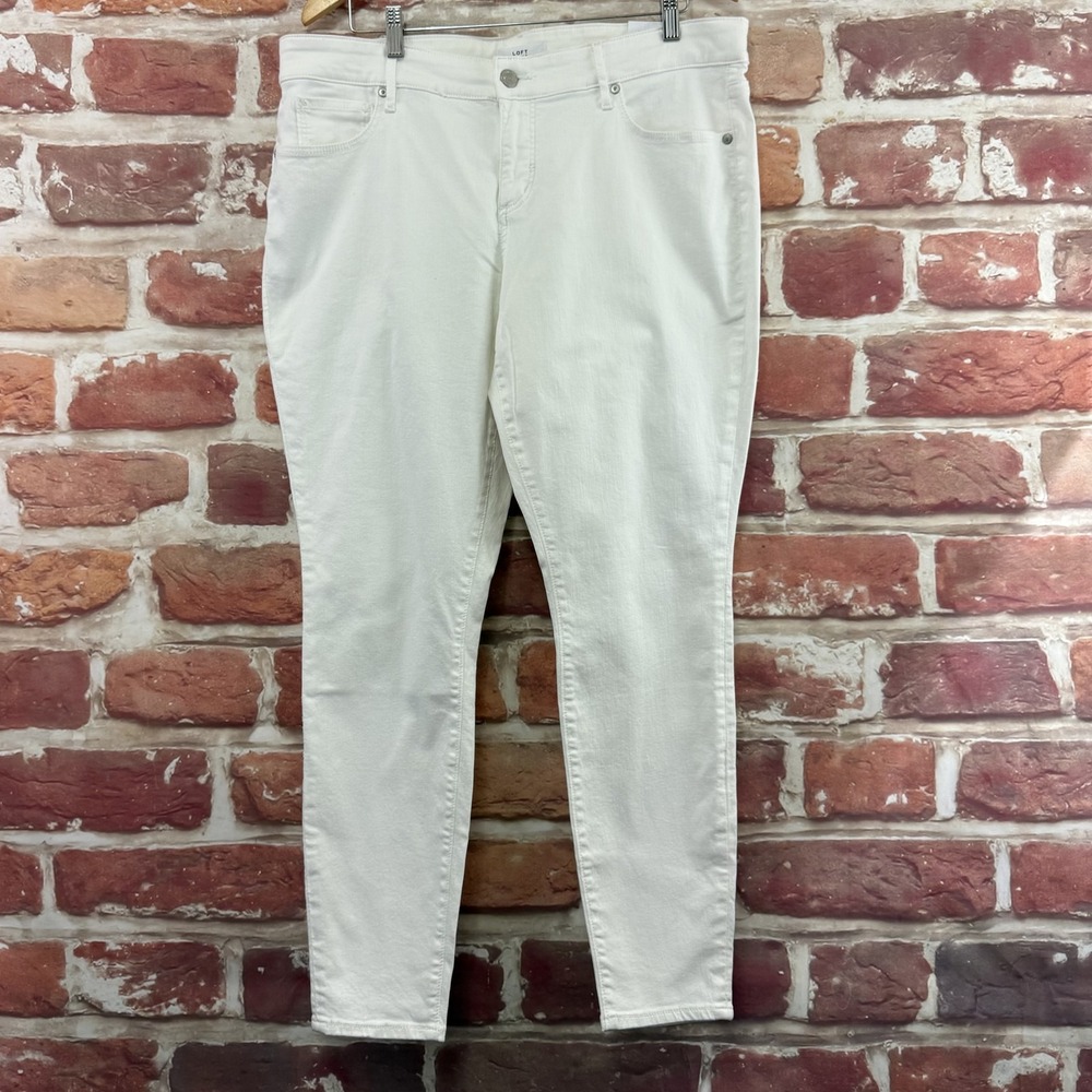 Ann Taylor Loft Plus Jeans Womens 16 Plain White Stretchy Denim Skinny Pants